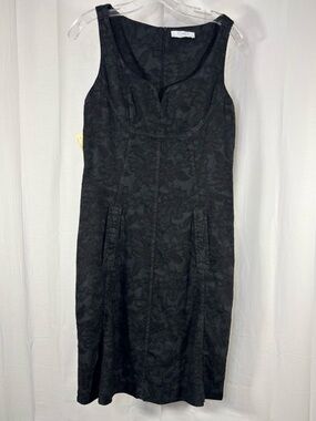 NWT TONET Black Sleeveless Linen & Cotton Jacquard Sheath Dress Size 4
